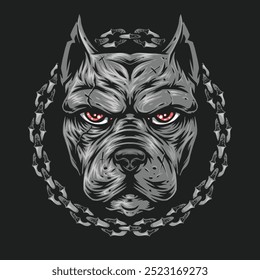 dog head logo with chain