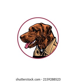 Dog head logo with circle Vector illustration
