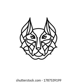 Dog Head Logo Design - Abstract Line Art / Monoline Logo Vector Illustration. Eps 10.