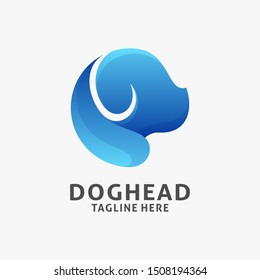 Diseño del logotipo de la cabeza de perro en forma de círculo