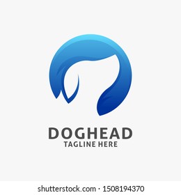 Dog head logo design in circle shape