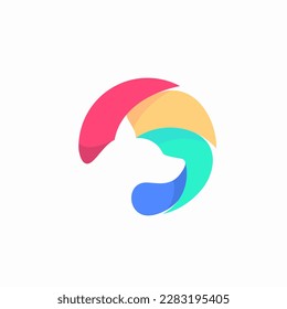 Diseño del logotipo de la cabeza de perro en forma de círculo