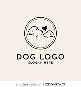 Dog head logo design with circle and love