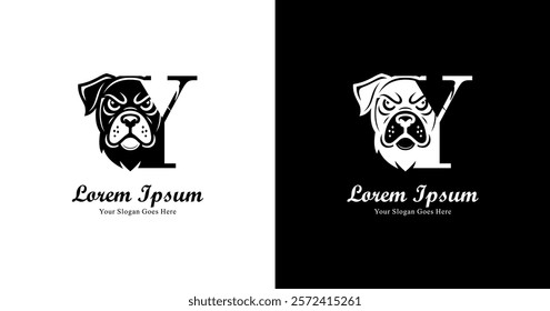 dog head logo design combined with the letter Y