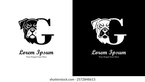 dog head logo design combined with the letter G