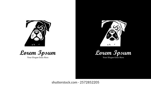 dog head logo design combined with the letter Z