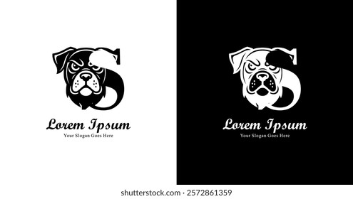 dog head logo design combined with the letter S