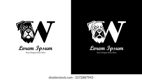 dog head logo design combined with the letter W