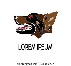 Dog head logo design, cute animal wildlife background. Vector illustration, symbol, icon, mascot.