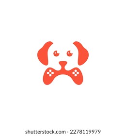 dog head logo with game controller