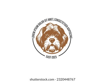 Dog Head Logo Icon. Flat Style. Cartoon Dog Face. Vector Illustration Isolated On White. Silhouette Simple. Animal Logotype Concept. Logo Design Template. Vector Stylized Silhouette Dalmatian Dog.