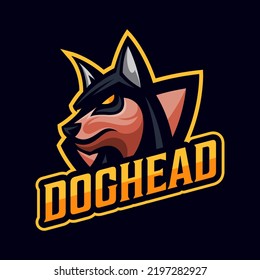 Dog Head logo illustration sport and e sport mascot logo, vector animal sports team logo