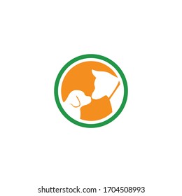 dog head logo for search pet company with pin point location for pet shop veterinary and pet app