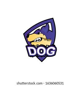 dog head logo and shield, esport design and template