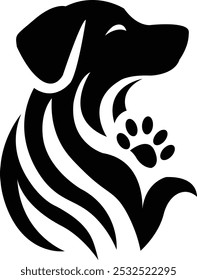 Vetor de logotipo de cabeça de cachorro. Projeto de arte vetorial de cão. Arte para cães, desenho de cães