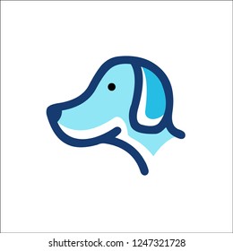 Dog head logo - vector illustration, outline , monoline,emblem design on white background.