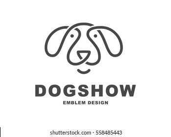 Dog head logo - vector illustration, emblem design on white background.