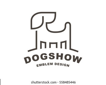 Dog head logo - vector illustration, emblem design on white background.