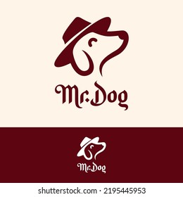 logo de cabeza de perro con sombrero de vaquero