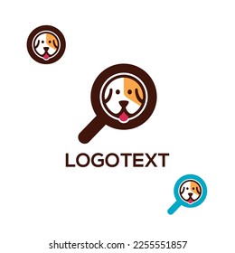 Dog Head with Magnifying Glass Logo design vector