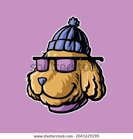 dog head mascot with beanie and glasses, this cute and catchy image is suitable for esports team logos or for snowboarding, skiing or other communities,also suitable for t-shirt designs or merchandise Stock photo © 