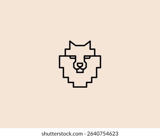 A dog head minimalistic logo. A wolf husky mascot line art vector logotype.
