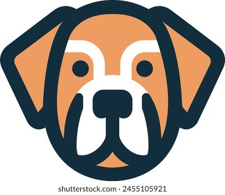 a dog head with orange face