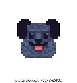 Cabeza de perro. Icono de arte de píxeles. Etiquetas y diseño de bordado. Plantilla de diseño de logotipos para tiendas de mascotas, dispensarios veterinarios y refugios para animales sin hogar. Ilustración vectorial aislada. 