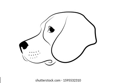 Dog head profile design. Black linear sketch on white background. Vector illustration