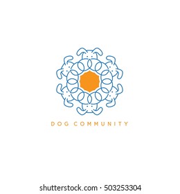 dog head round pattern vector design template