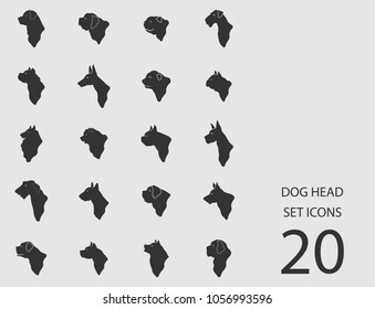 Dog head set of flat icons. Simple vector illustration