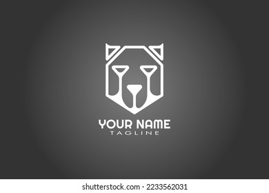 logotipo de cabeza de perro y escudo