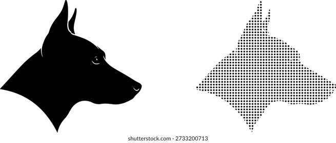 Dog head silhouette and australia map ,