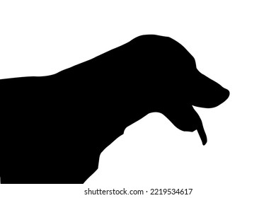 dog head silhouette in black and white