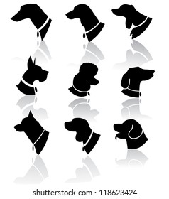 Dog Head Silhouette Icon Set