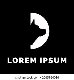 Dog head silhouette logo with D letter on background. Dog silhouette logo design for veterinarian, business, social media posts