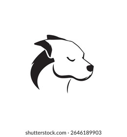 Dog head silhouette on white background. Black and White Vector Portrait of a Dog. Vector illustration. 