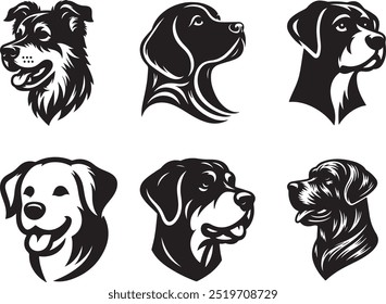 Silhueta de cabeça de cão vetor arte ilustração
