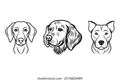 Dog. Head. Silhouette. Vector Black Line Icon. vector design