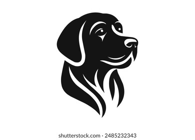 Ilustración vectorial de silueta de cabeza de perro con fondo blanco