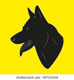 dog head silhouette, vector illustration