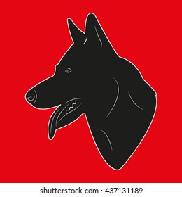 dog head silhouette, vector illustration