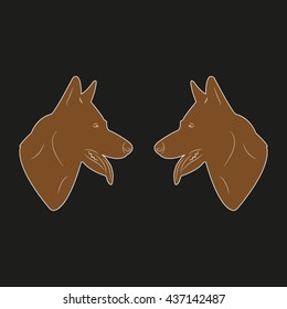 dog head silhouette, vector illustration