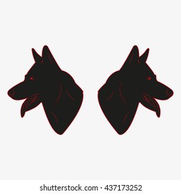 dog head silhouette, vector illustration