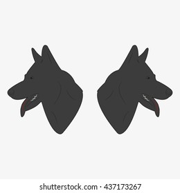 dog head silhouette, vector illustration
