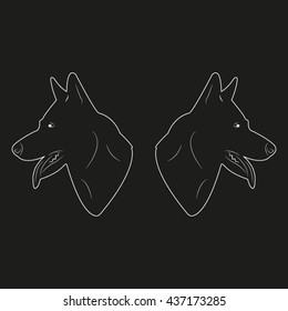 dog head silhouette, vector illustration