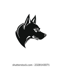 Silueta de cabeza de perro veterinaria Logotipo del vector de copas de animales, icono veterinario, símbolo de la tienda de petpaw. aislado de fondo blanco.