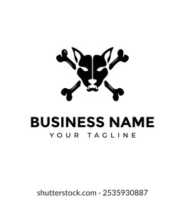 dog head skull logo design