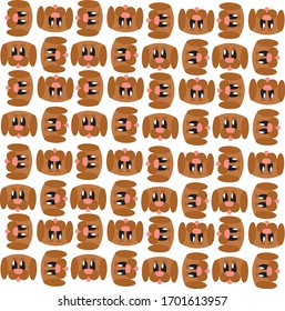 dog head smile cartoon pattern on white background