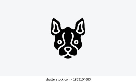 Dog head solid icon, dog face sign on white background, dog head silhouette icon in glyph style, Vector graphics.